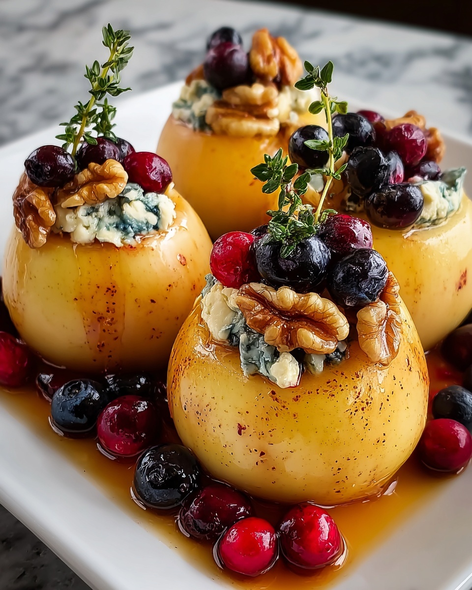 Baked Pears with Berries, Blue Cheese, Walnuts, and Honey Recipe - Recipe Image