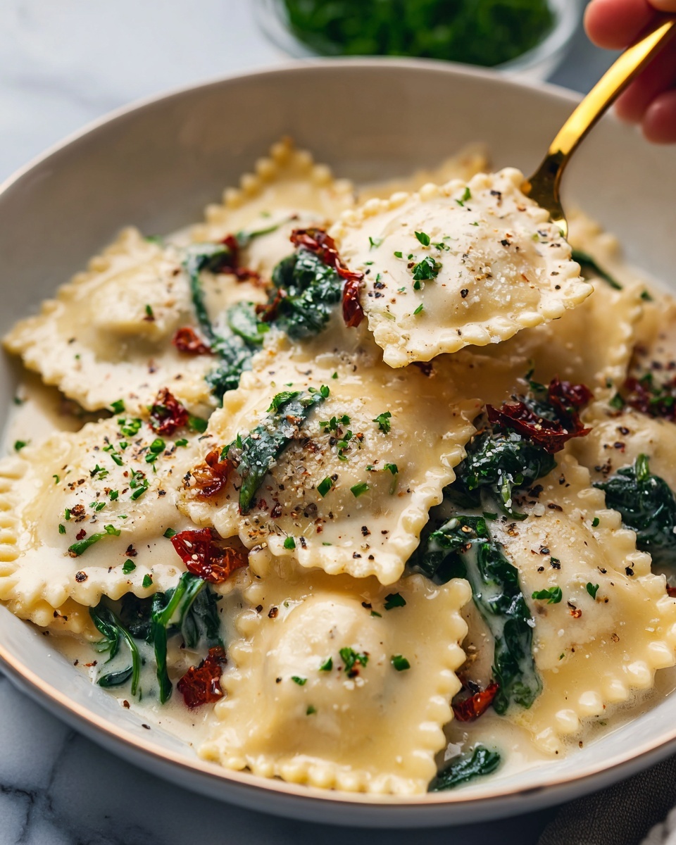 Creamy Tuscan Ravioli Recipe - Recipe Image