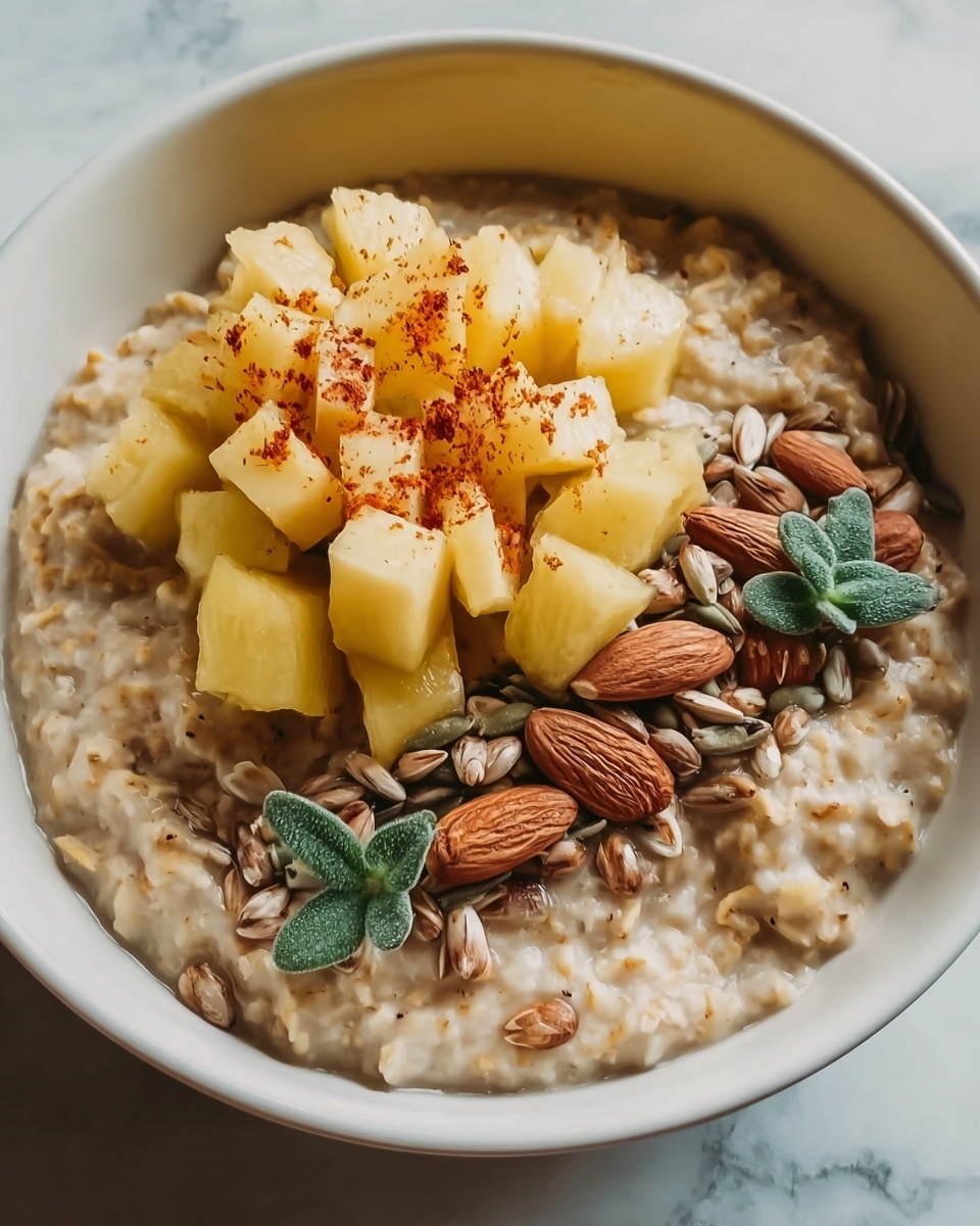 Pumpkin Spice Oatmeal with Diced Apples, Pepitas, and Chia Seeds Recipe - Recipe Image