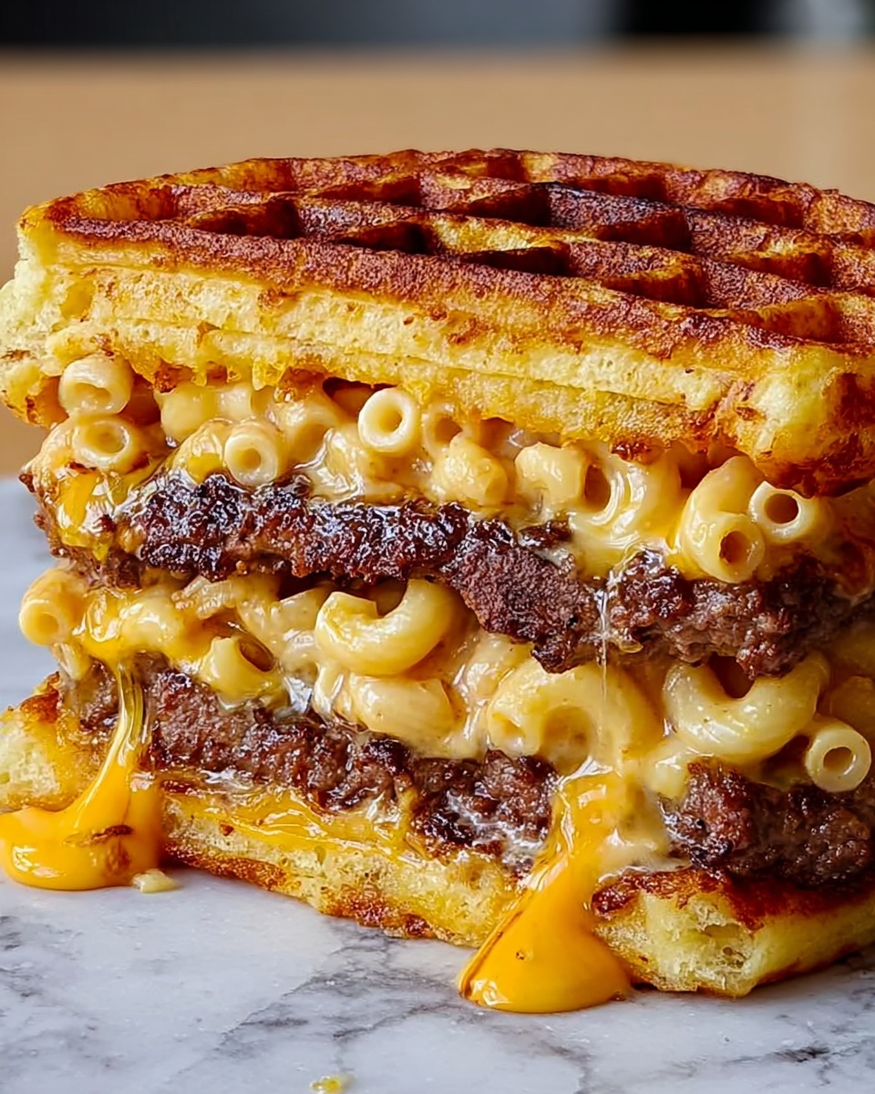 Macaroni and Cheese Waffle Cheeseburger Recipe - Recipe Image