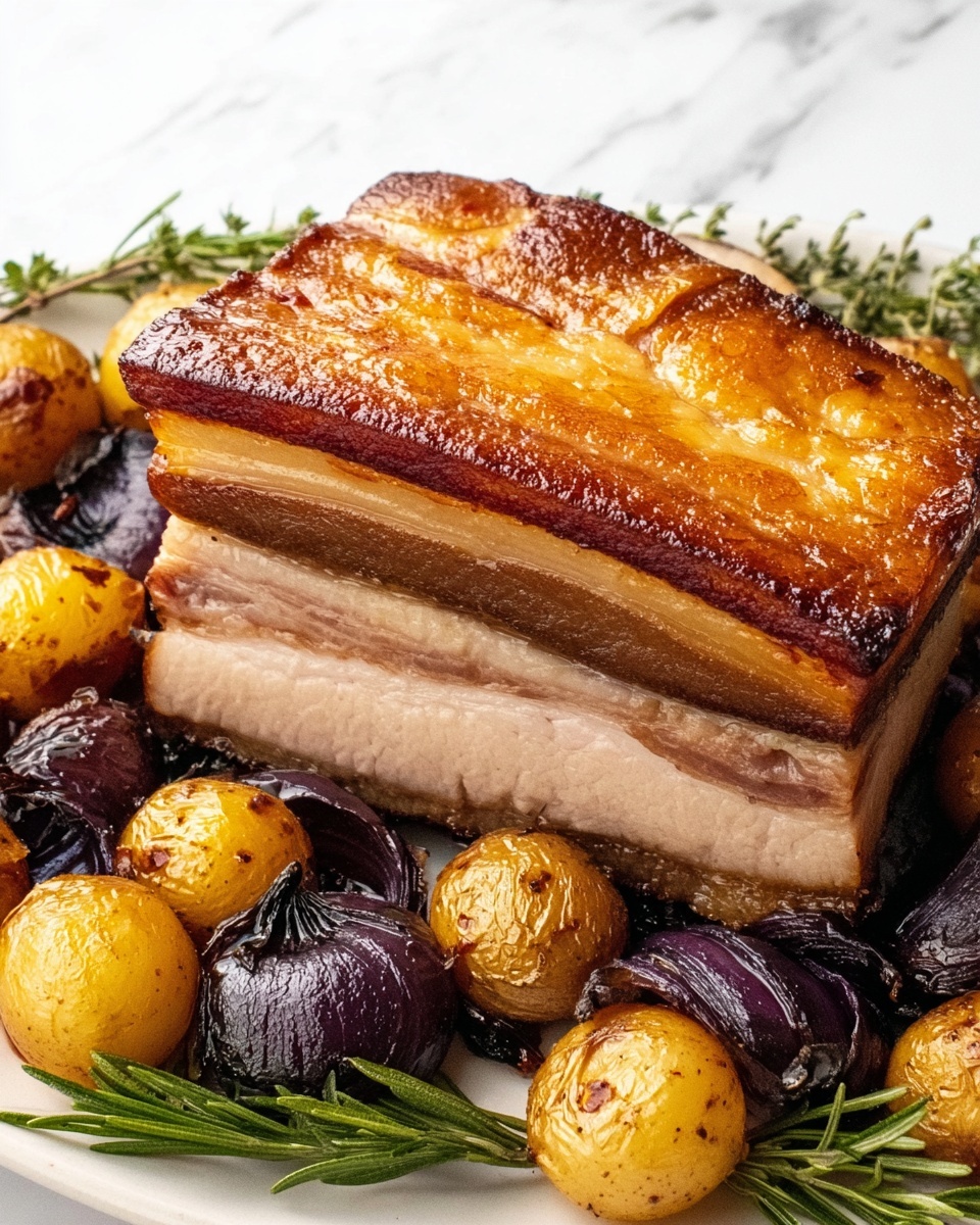 Crispy Slow Roast Pork Belly with Silky Cider Gravy Recipe - Recipe Image