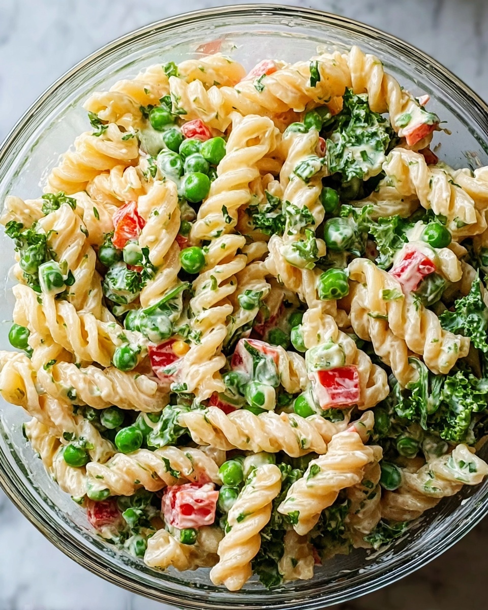 Healthy Creamy Pasta Salad with Veggies and Greek Yogurt Recipe - Recipe Image