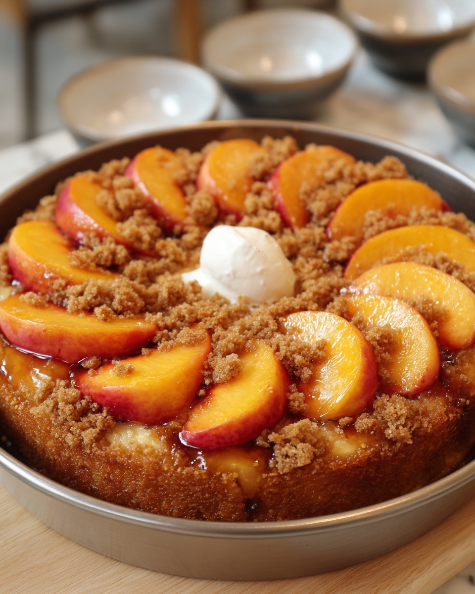 Peach Cobbler Upside Down Cake Recipe - Recipe Image