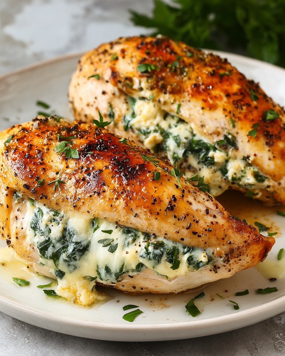 Cheesy Spinach Stuffed Chicken Breasts Recipe - Recipe Image