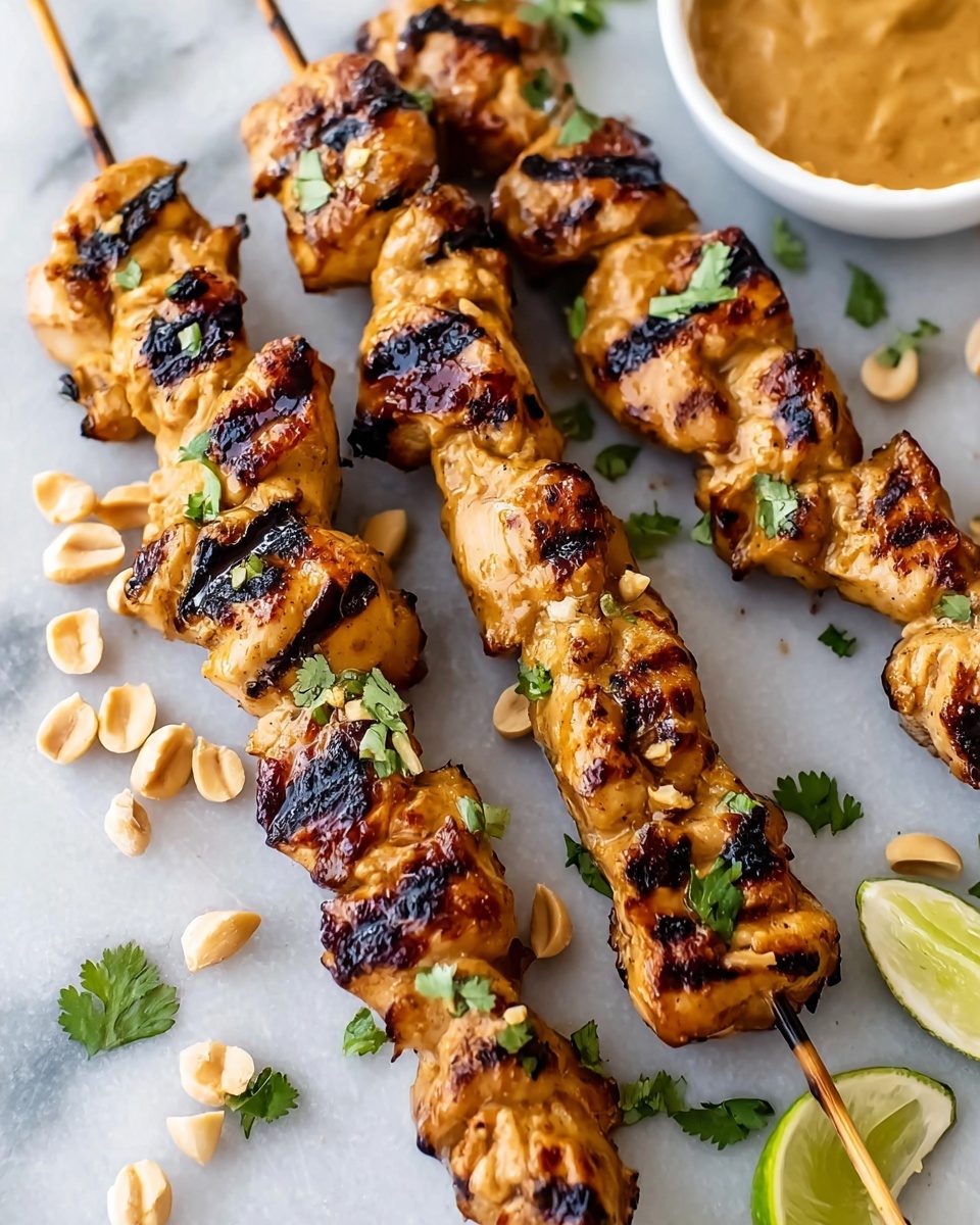 Grilled Chicken Satay with Creamy Peanut Sauce Recipe - Recipe Image