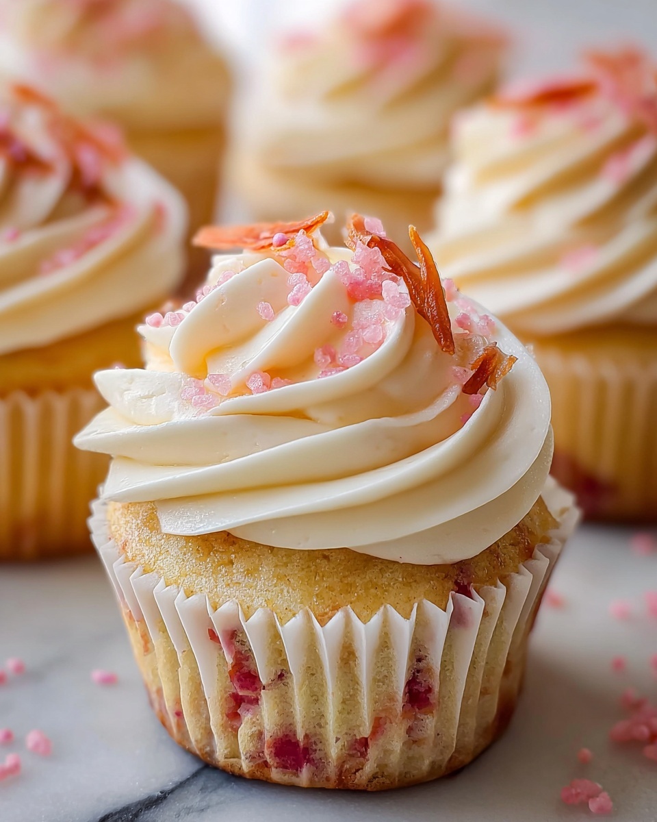 Rhubarb Honey Peach Cream Cheese Cupcakes Recipe - Recipe Image