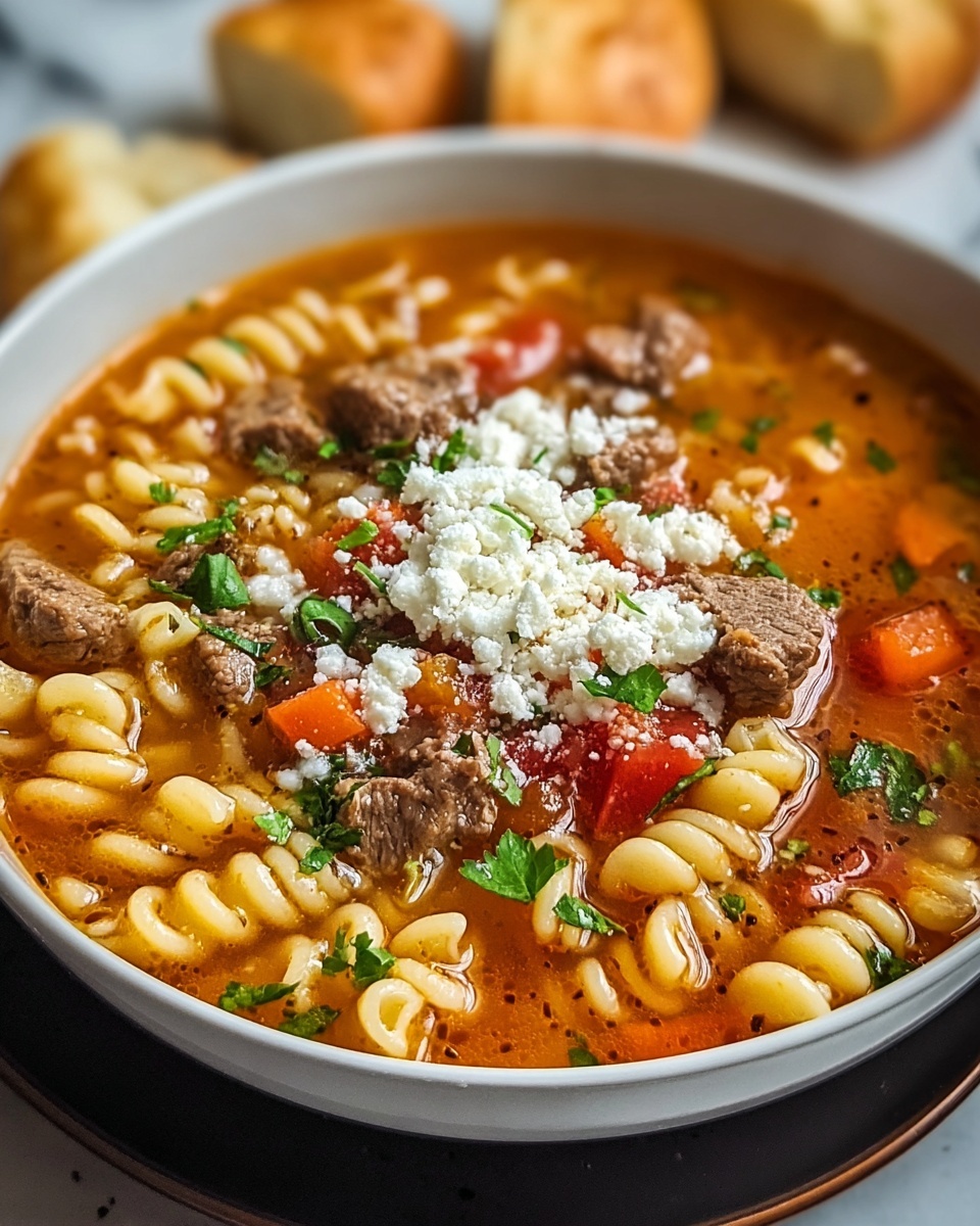 Beef & Tomato Macaroni Soup Recipe - Recipe Image