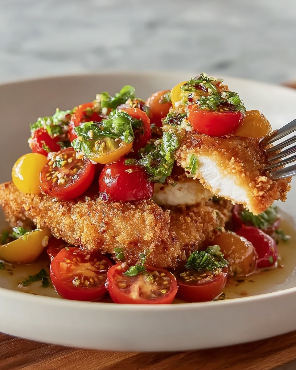 Chicken Cutlets with Summery Tomato & Nectarine Salad Recipe - Recipe Image