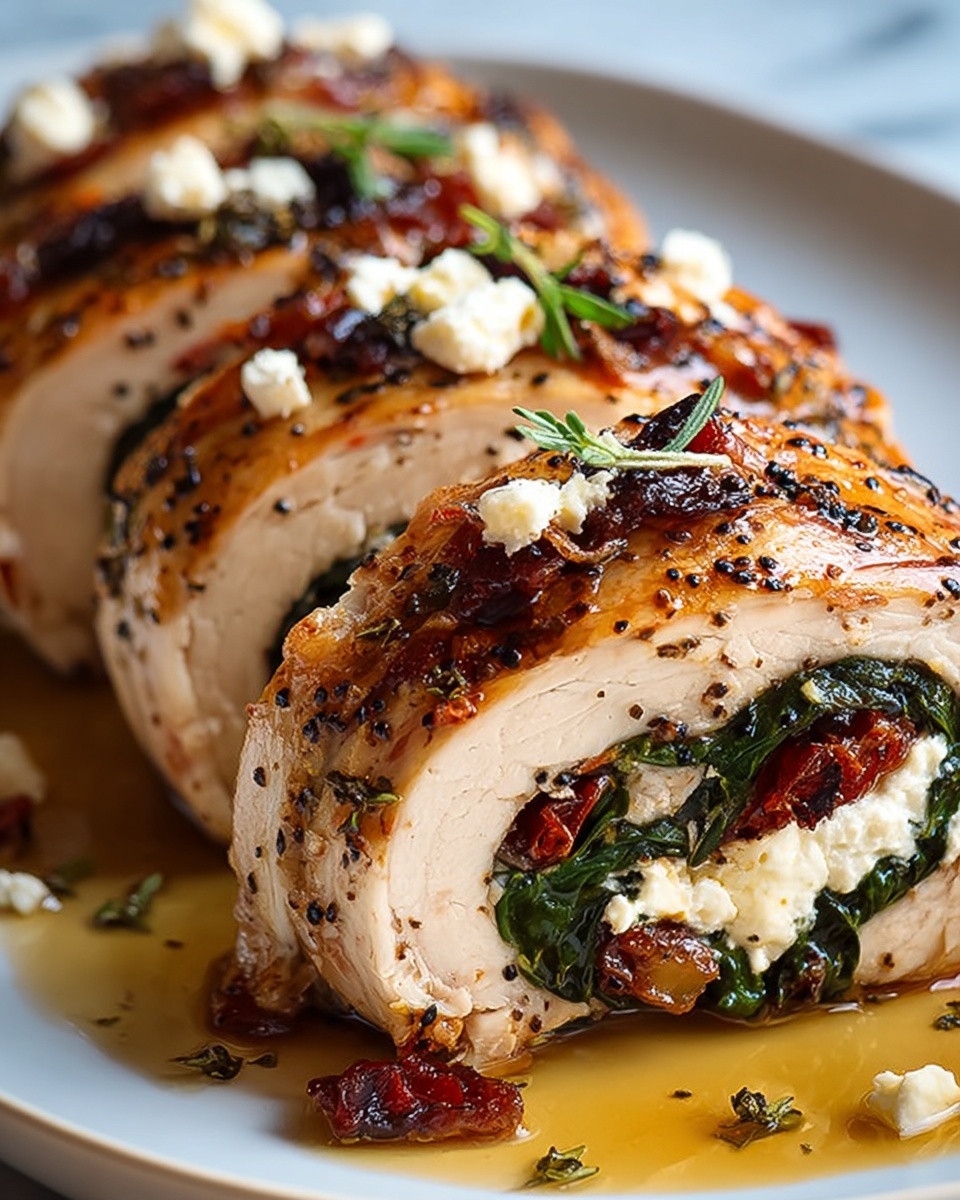 Rolled Chicken with Feta, Spinach, and Sun-Dried Tomatoes Recipe - Recipe Image