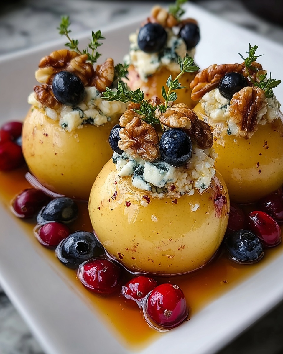 Baked Pears with Berries, Blue Cheese, Walnuts, and Honey Recipe - Recipe Image