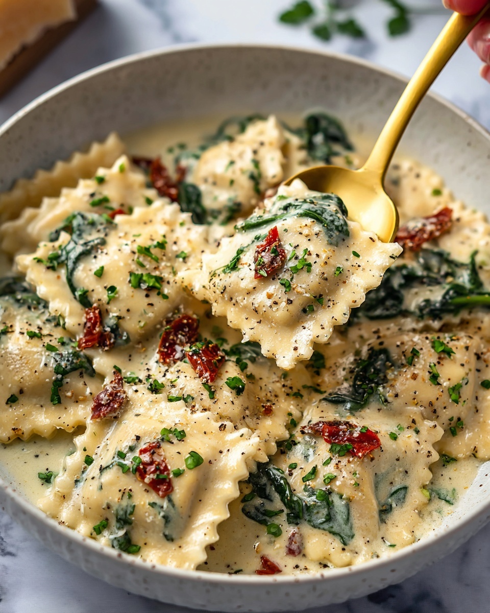 Creamy Tuscan Ravioli Recipe - Recipe Image