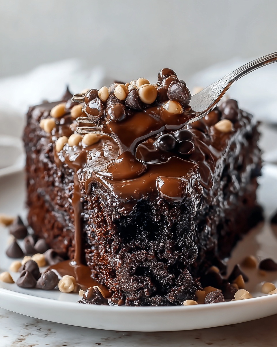 Slow Cooker Double Chocolate Peanut Butter Pudding Cake Recipe - Recipe Image
