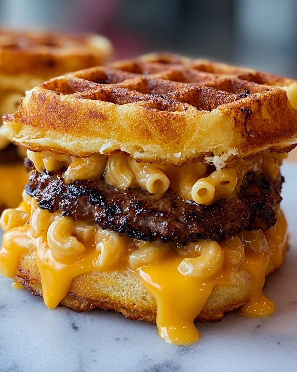 Macaroni and Cheese Waffle Cheeseburger Recipe - Recipe Image