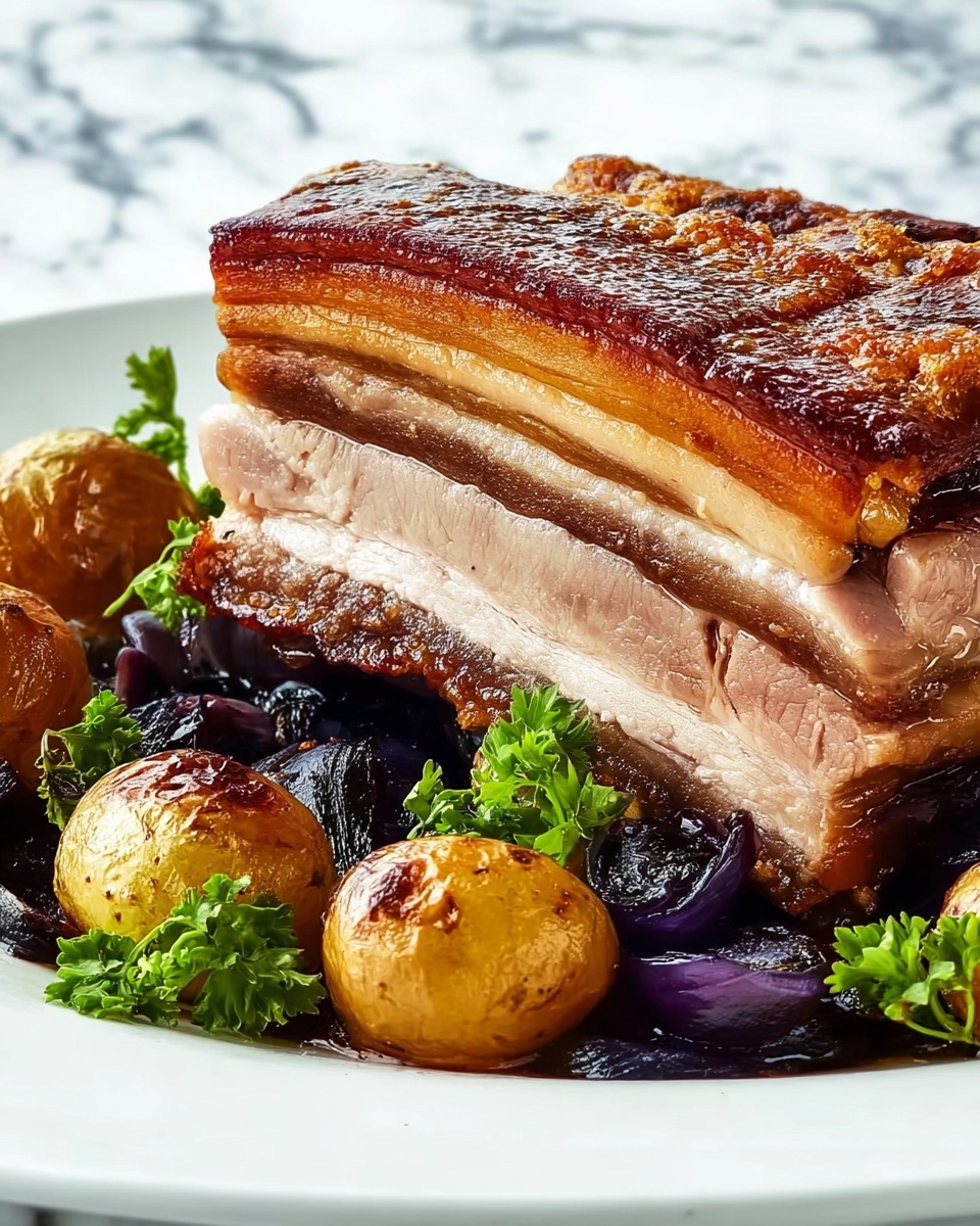 Crispy Slow Roast Pork Belly with Silky Cider Gravy Recipe - Recipe Image