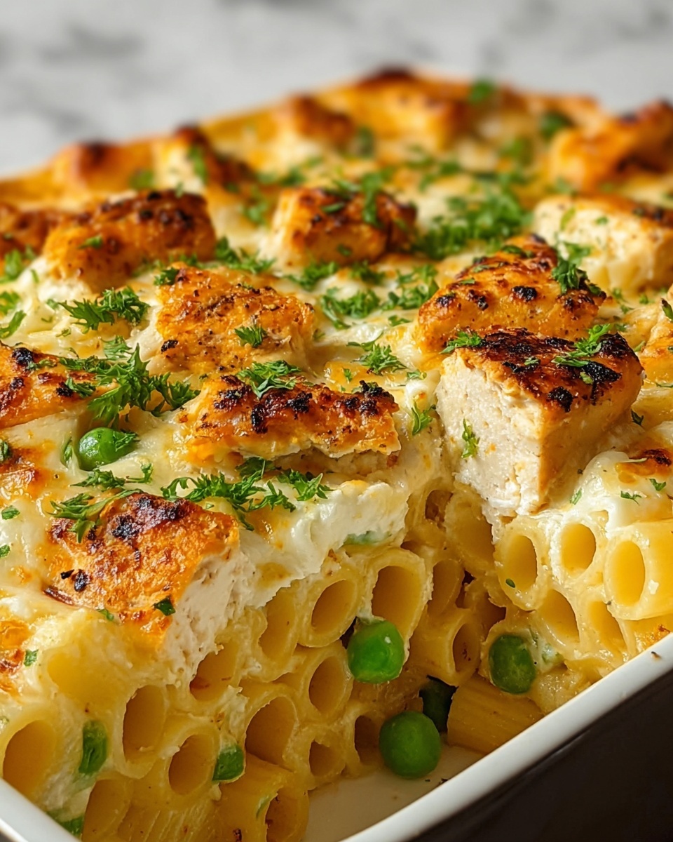 Creamy Chicken Pot Pie Pasta Bake Recipe - Recipe Image