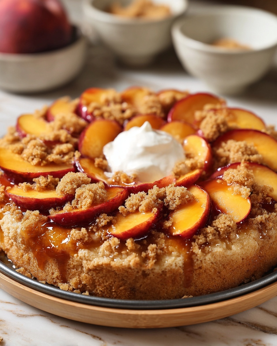 Peach Cobbler Upside Down Cake Recipe - Recipe Image