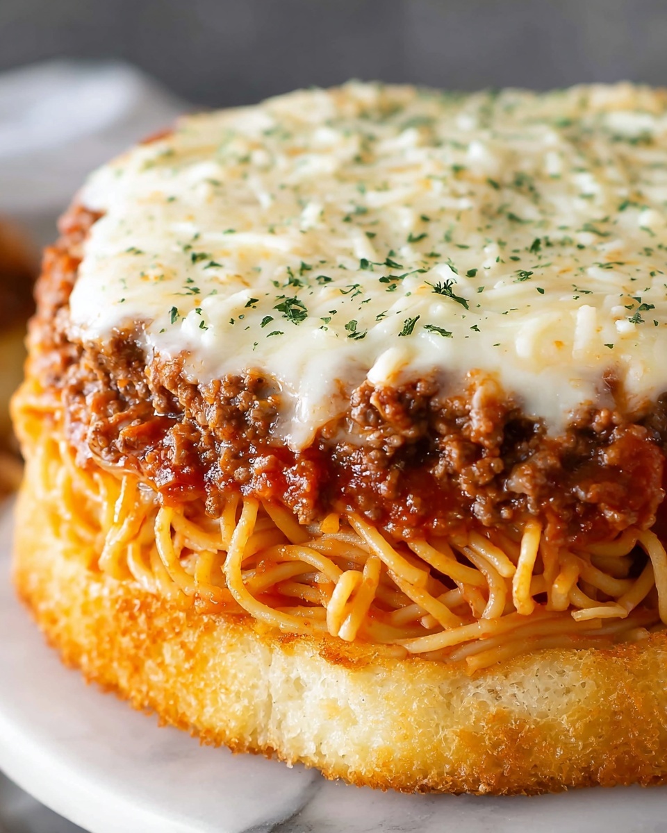 Spaghetti Boats with Garlic Bread Cake Recipe - Recipe Image
