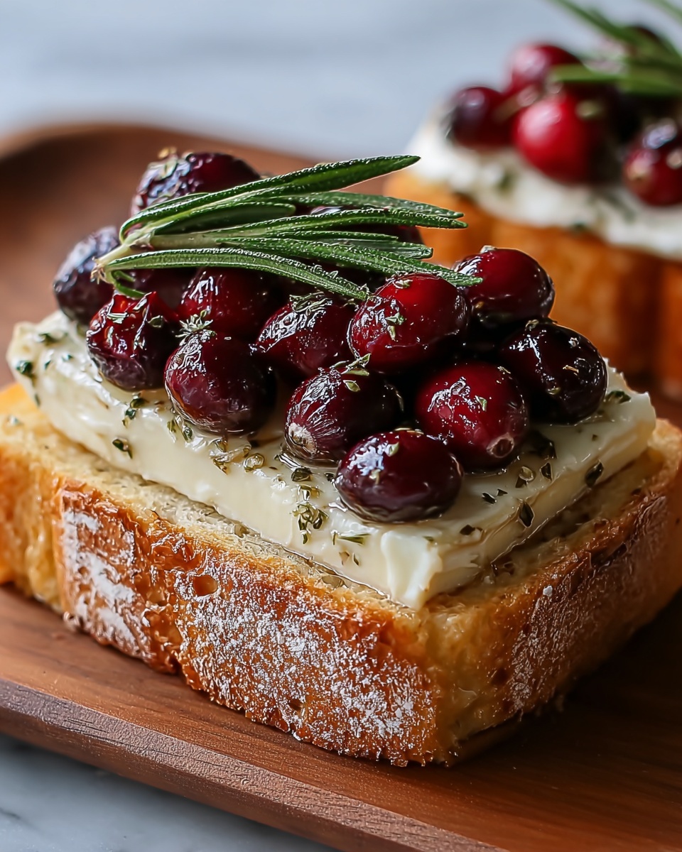 Crispy Crostini with Balsamic Roasted Cranberries and Creamy Brie Recipe - Recipe Image