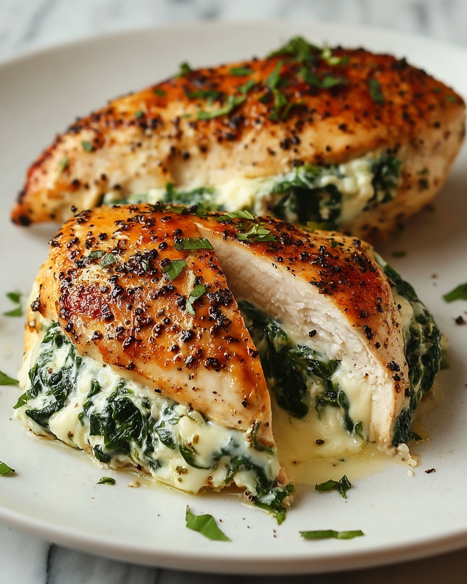 Cheesy Spinach Stuffed Chicken Breasts Recipe - Recipe Image