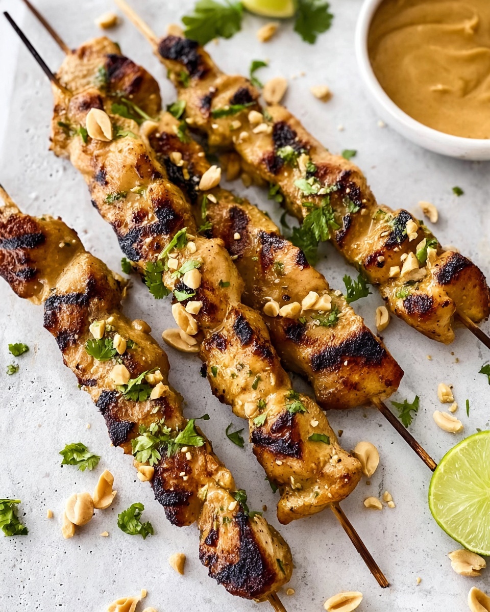 Grilled Chicken Satay with Creamy Peanut Sauce Recipe - Recipe Image