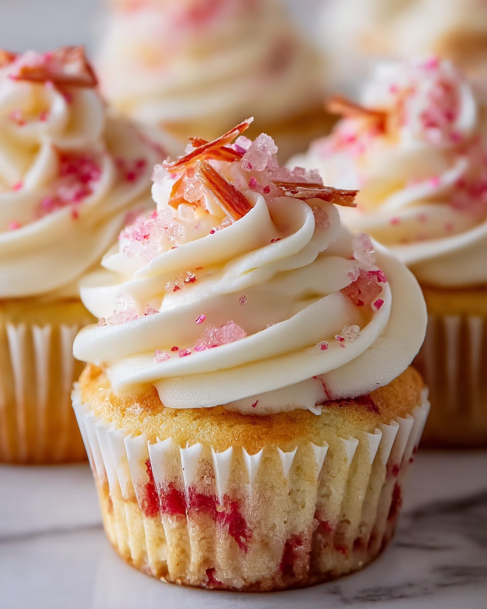 Rhubarb Honey Peach Cream Cheese Cupcakes Recipe - Recipe Image