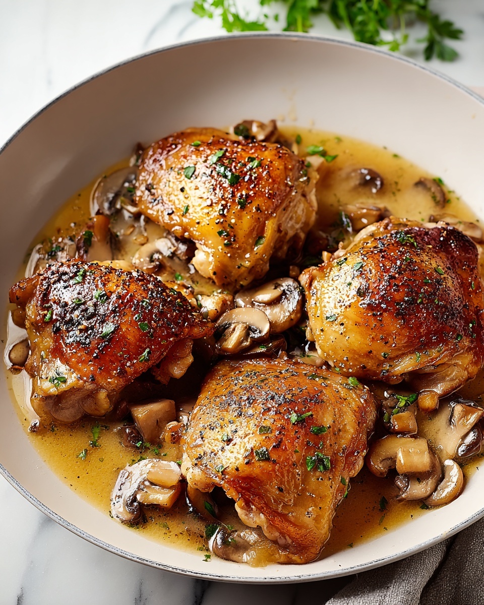 Crispy Skillet Chicken Thighs with Herbs and Garlic Recipe - Recipe Image