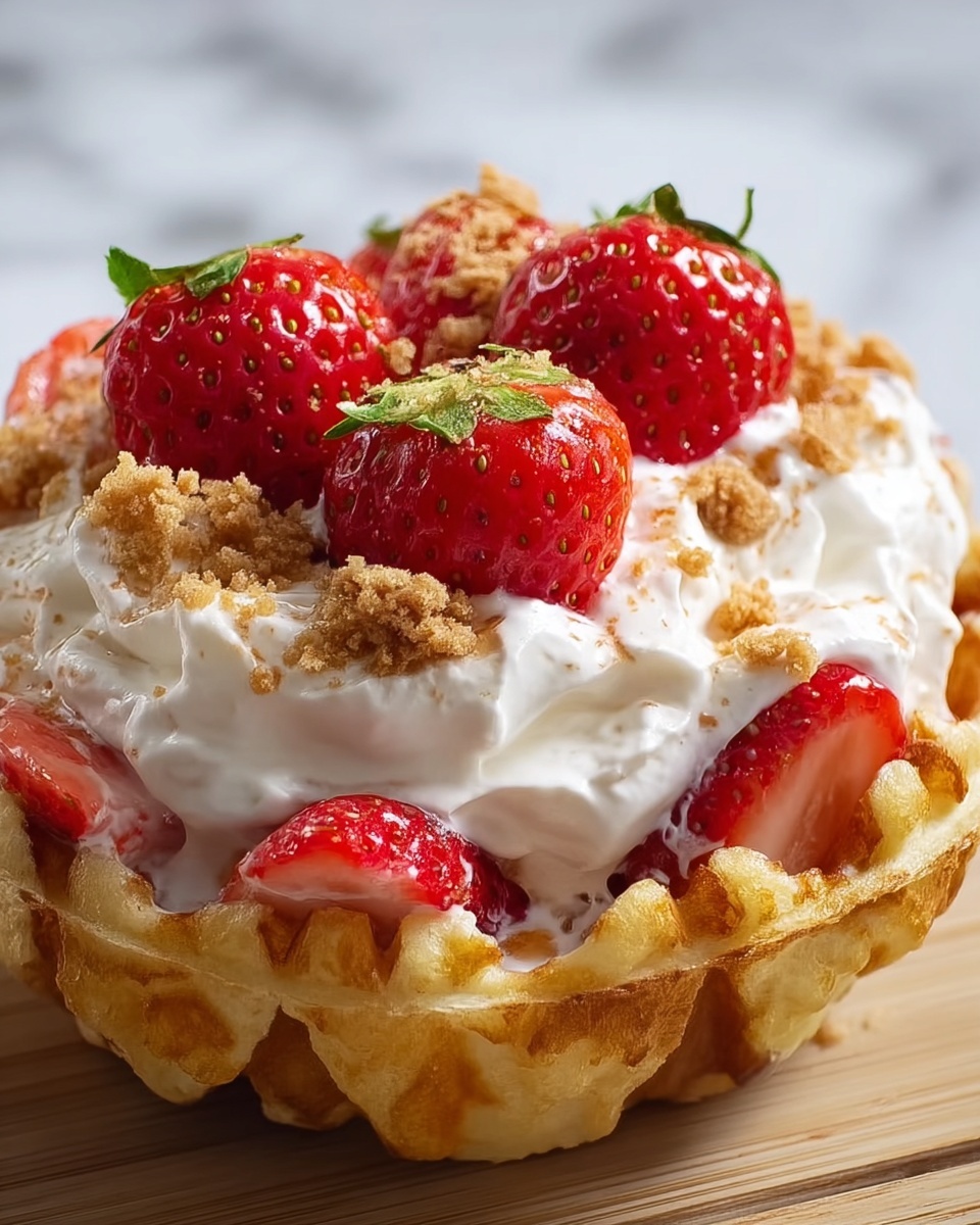 Strawberry Shortcake Cheesecake Waffle Bowls Recipe - Recipe Image