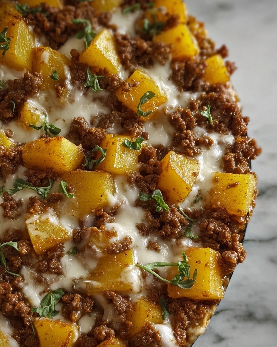 One-Pan Cheesy Meat & Potato Skillet Recipe - Recipe Image