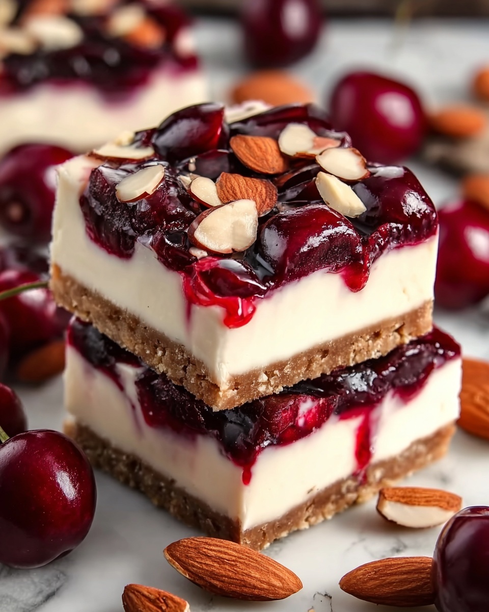 Cherry Almond Cheesecake Bars Recipe - Recipe Image