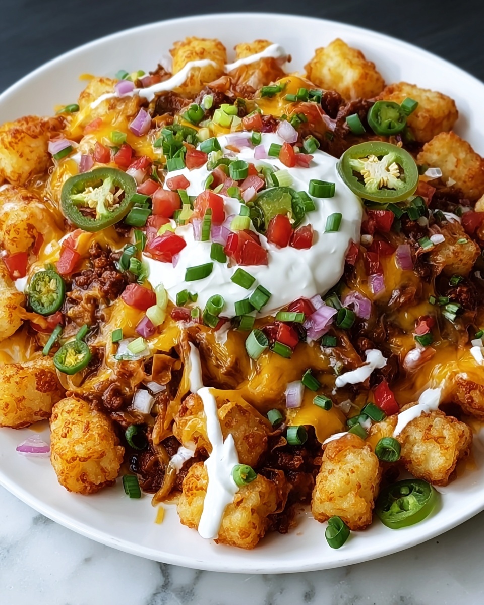 Loaded Cowboy BBQ Tater Tot Nachos Recipe - Recipe Image