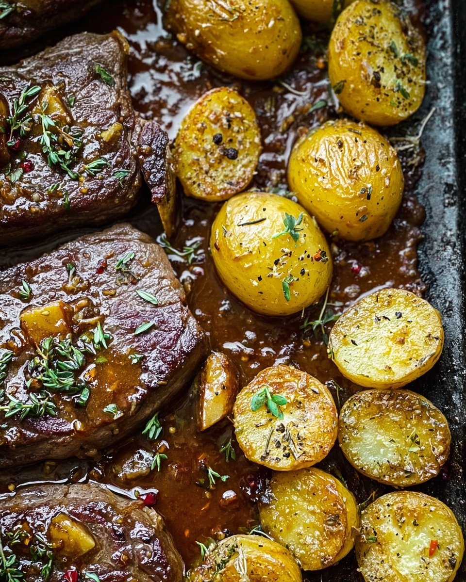 Easy Sheet Pan Beef Chops & Potatoes: One-Pan Dinner Recipe - Recipe Image