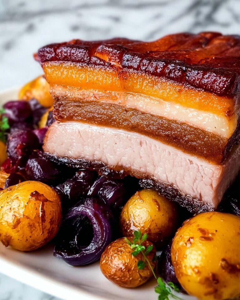 Crispy Slow Roast Pork Belly with Silky Cider Gravy Recipe