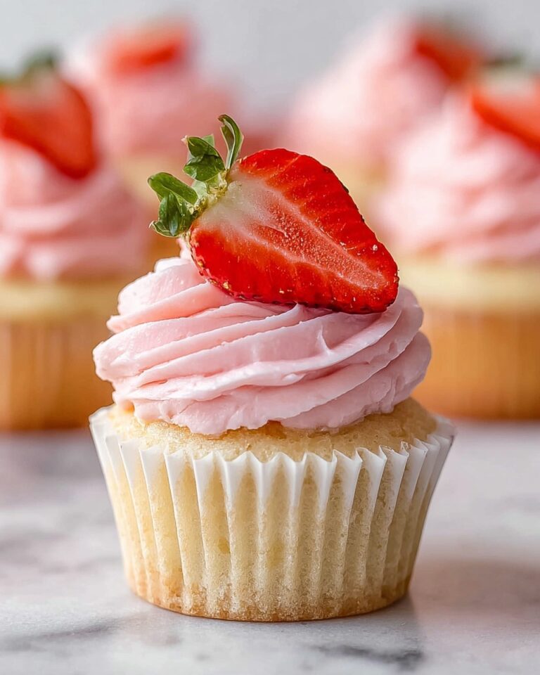 Fluffy Vanilla Cupcakes with Fresh Strawberry Buttercream Recipe