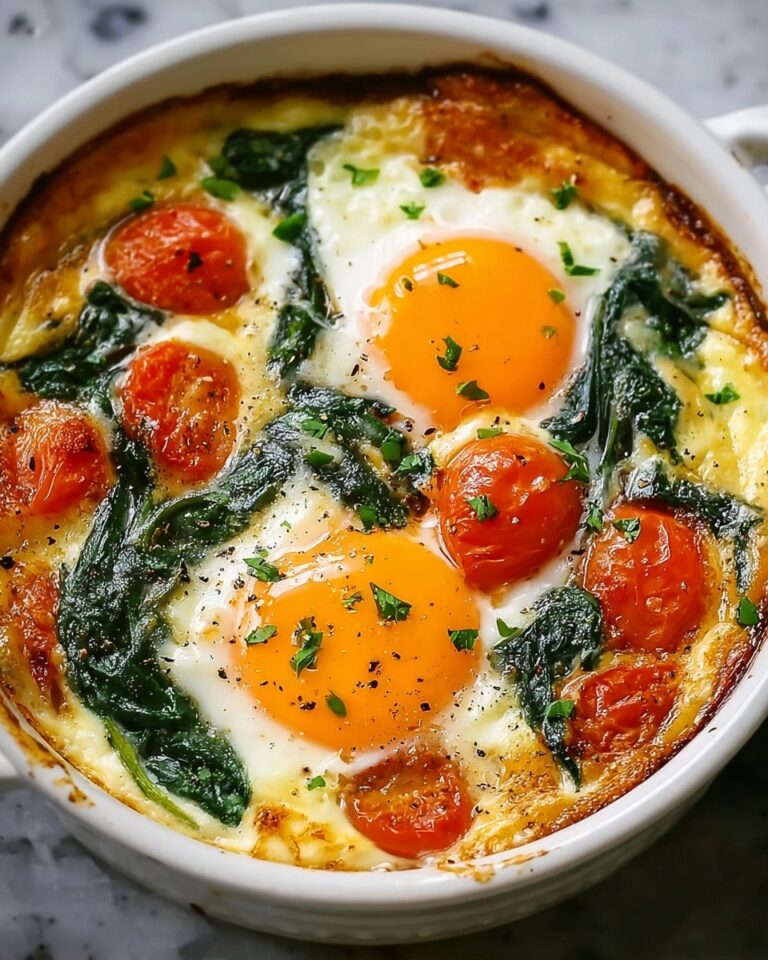 Baked Feta Eggs with Tomatoes and Spinach Recipe