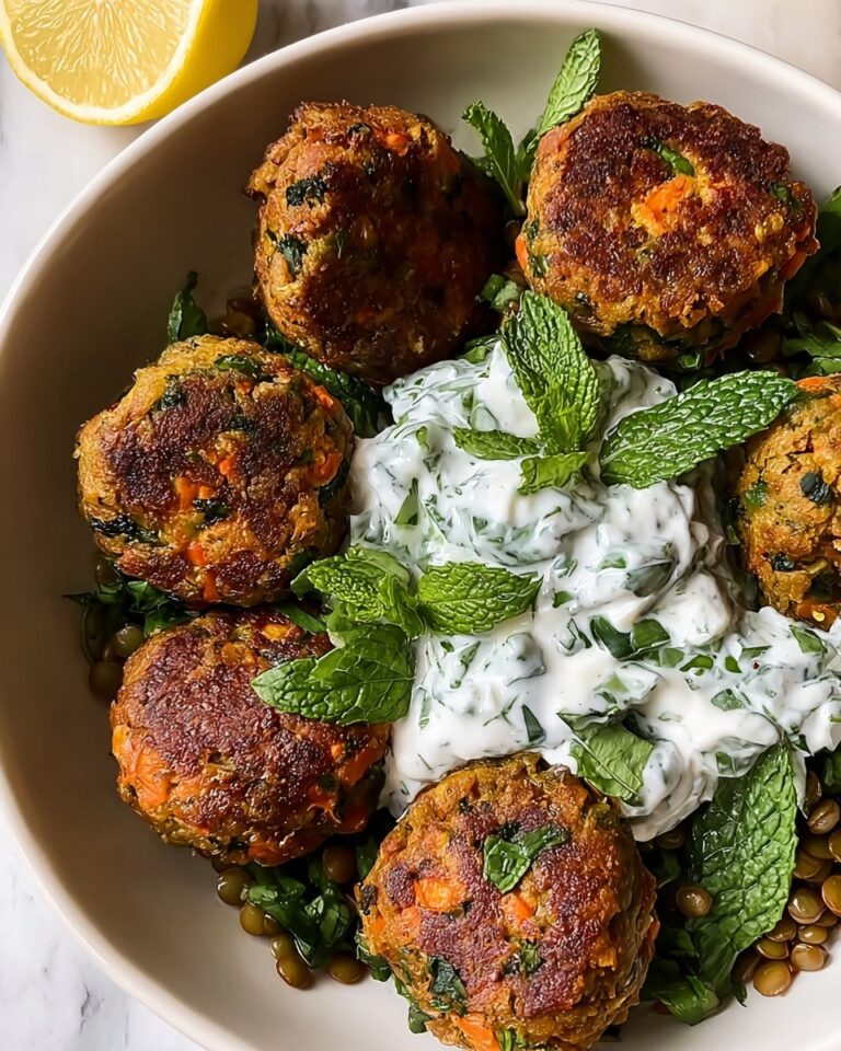 Baked Greek Lentil Meatballs with Tzatziki Recipe