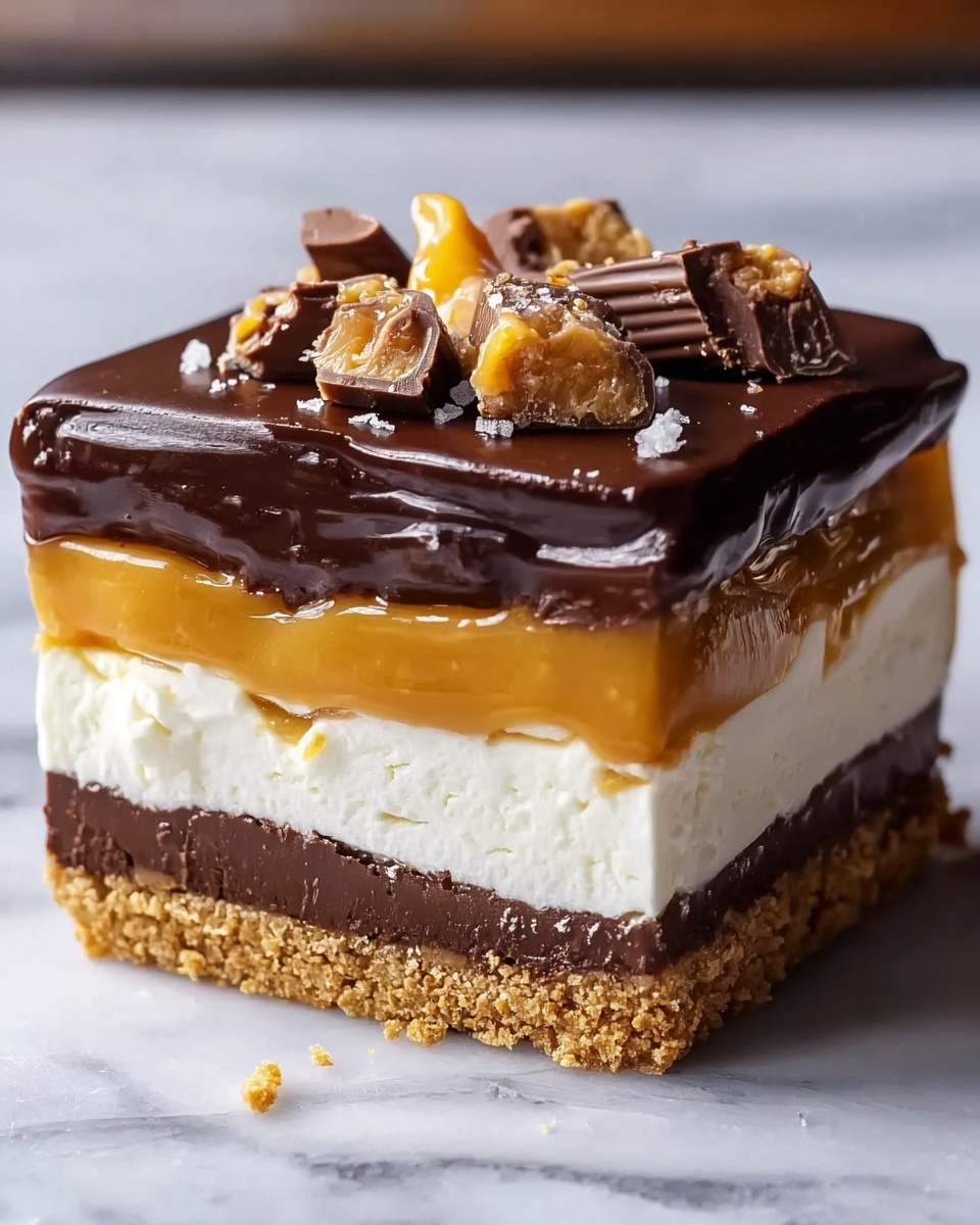 Homemade No-Bake Twix Cheesecake Recipe - Recipe Image