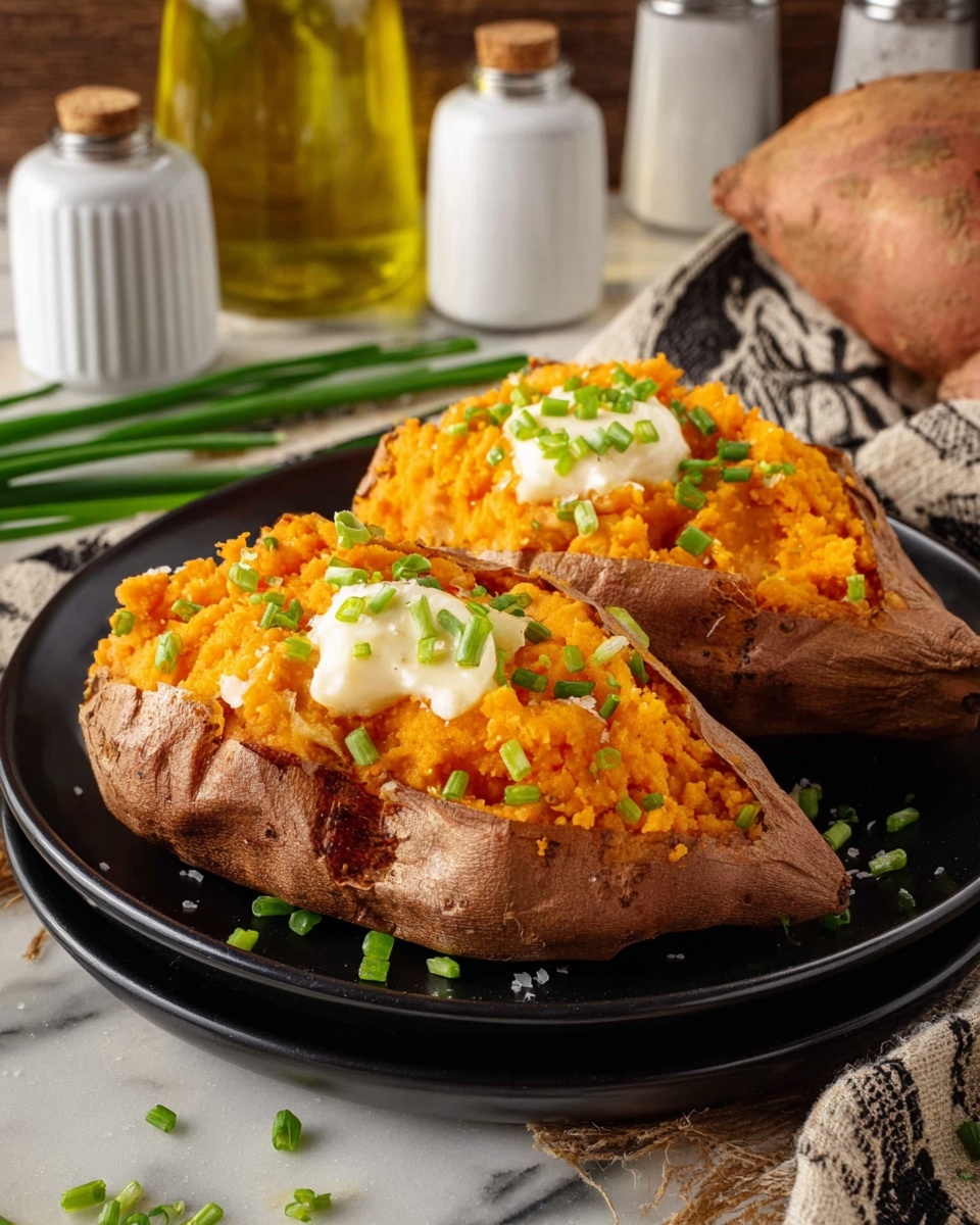 Air Fryer Baked Sweet Potatoes with Butter and Chives Recipe - Recipe Image