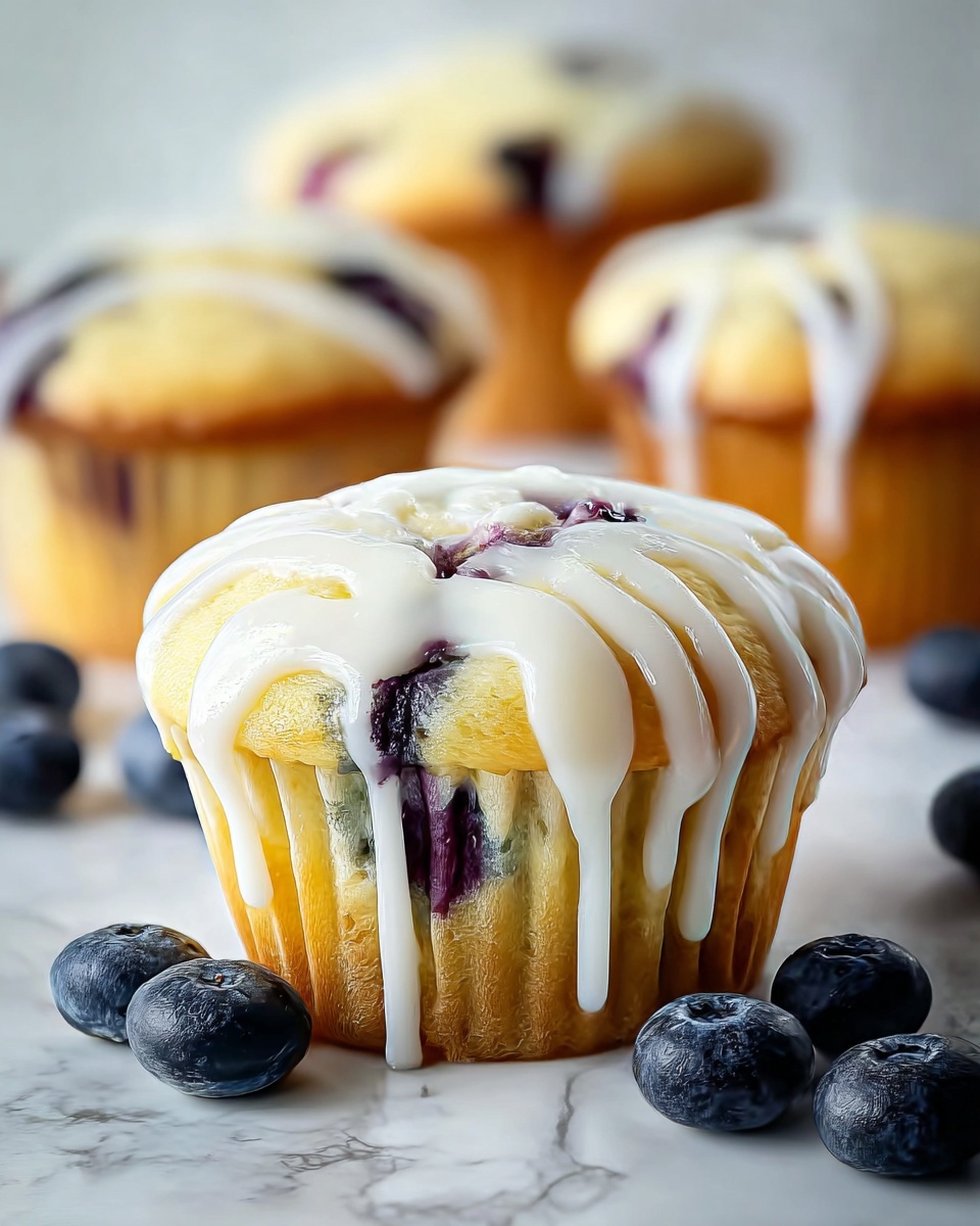 Homemade Blueberry Muffins With Fresh Lemon Glaze Recipe - Recipe Image