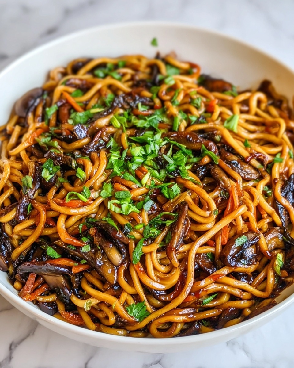 Savory Mushroom Noodles with Soy Sesame Sauce Recipe - Recipe Image