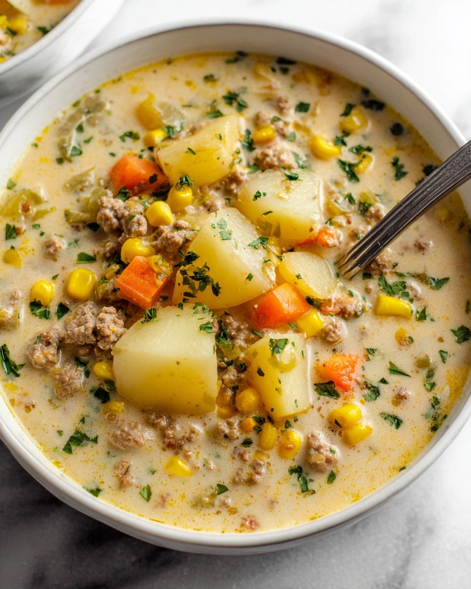 Creamy Hamburger Potato Soup Recipe - Recipe Image