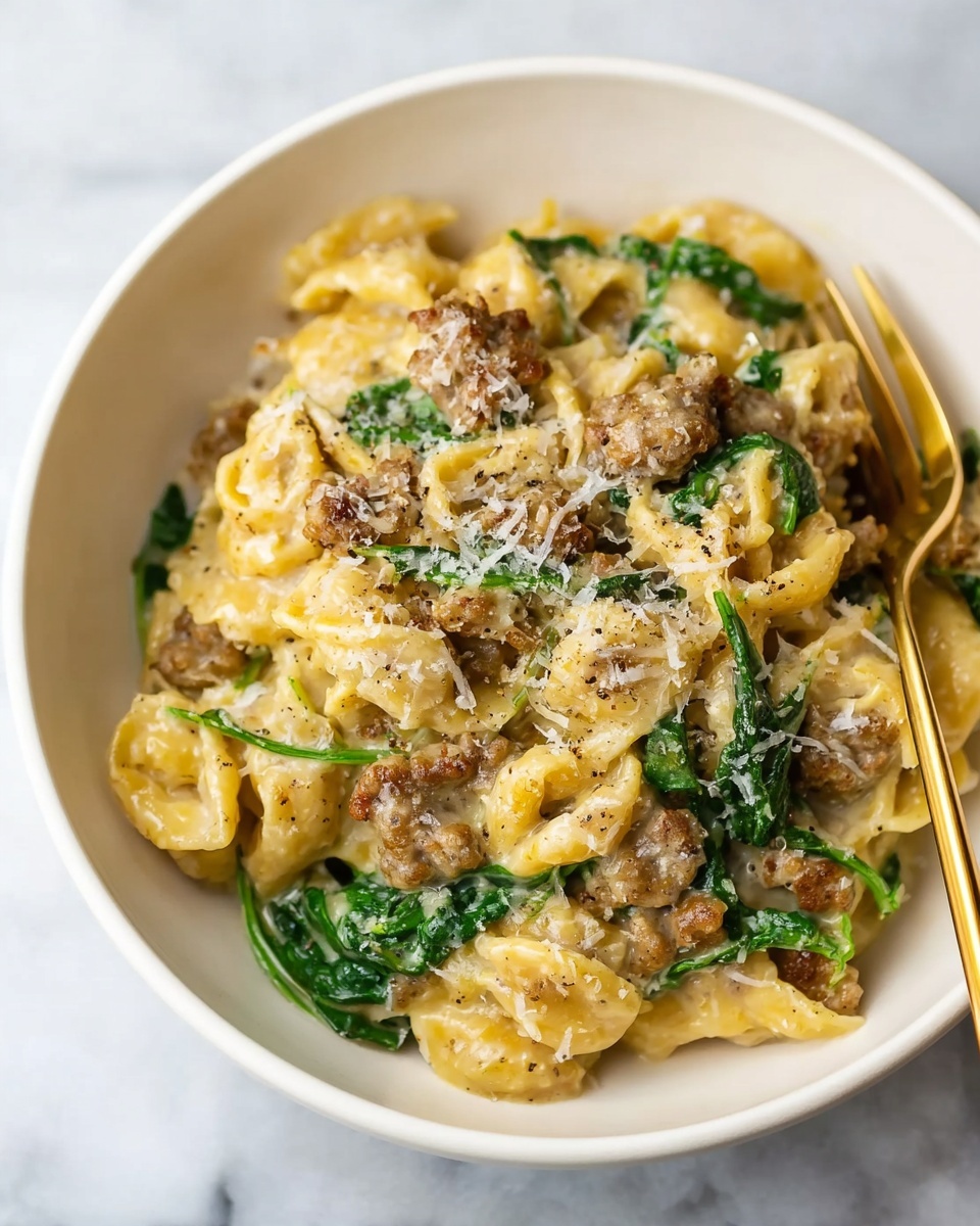 Italian Sausage Orzo with Cream, Spinach, and Parmesan Recipe - Recipe Image