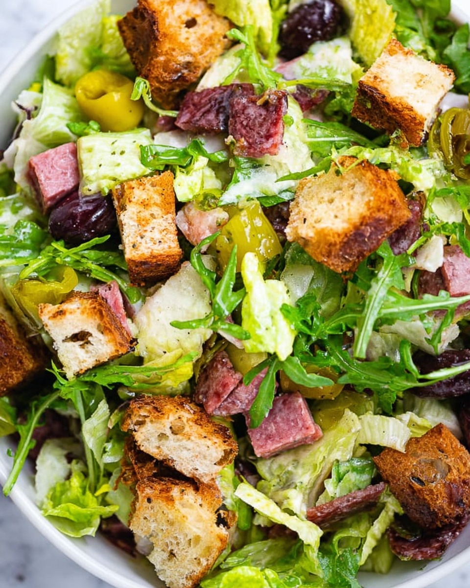 Italian Chopped Salad with Homemade Croutons Recipe - Recipe Image