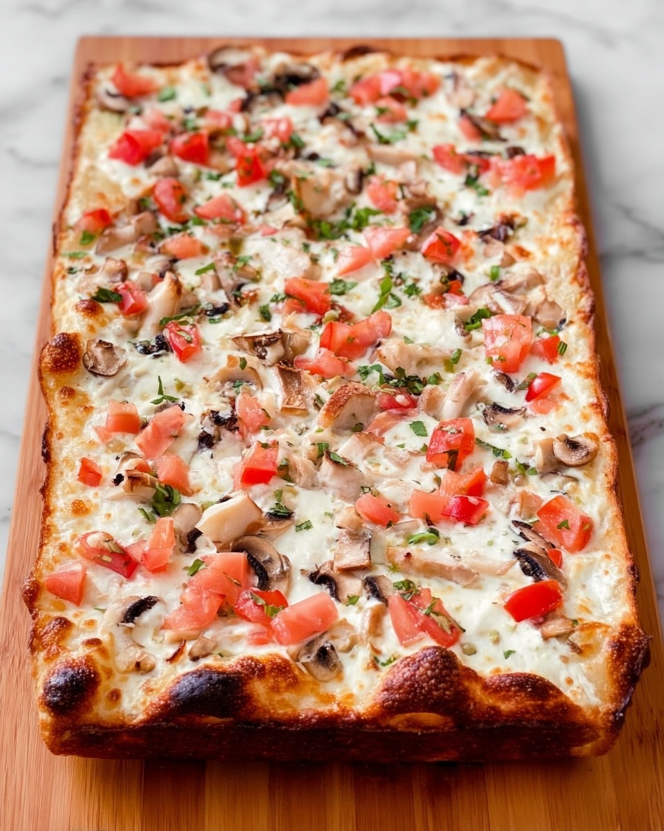 Chicken Pizza with Creamy Garlic Sauce Recipe - Recipe Image