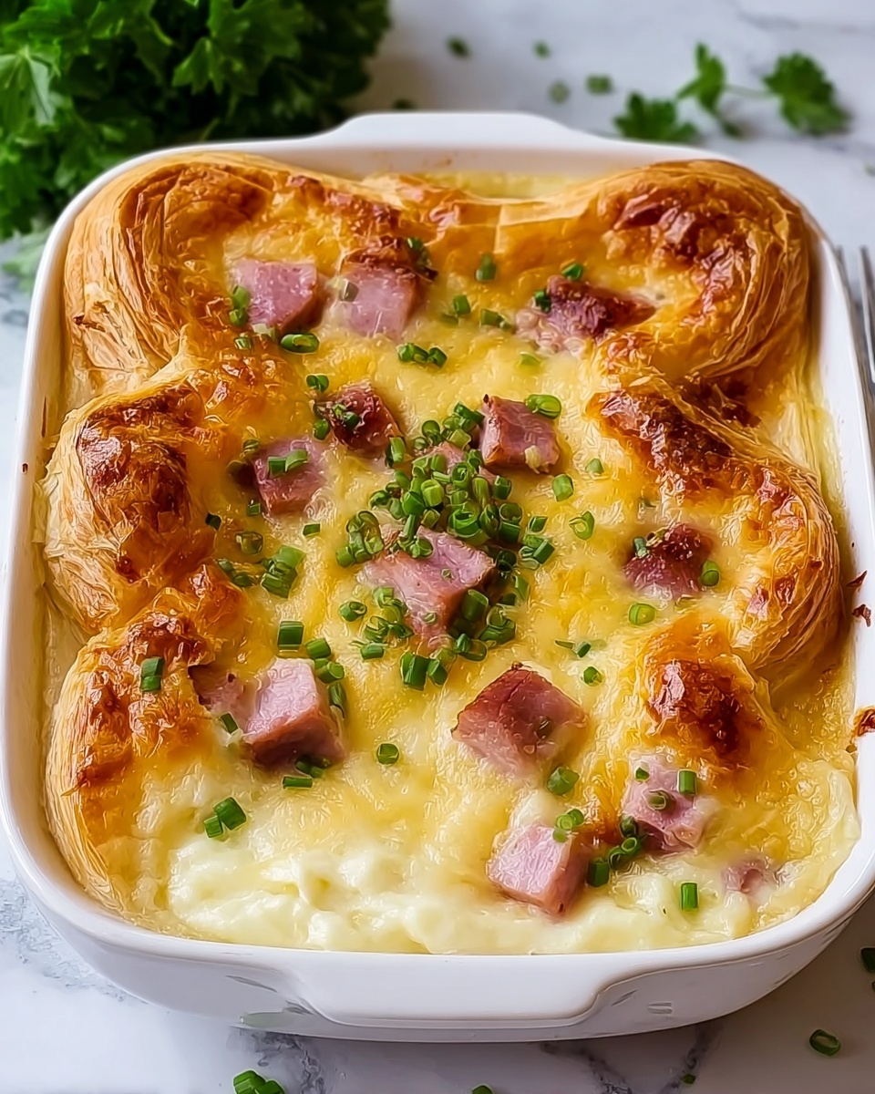 Ham & Cheese Croissant Breakfast Casserole Recipe - Recipe Image