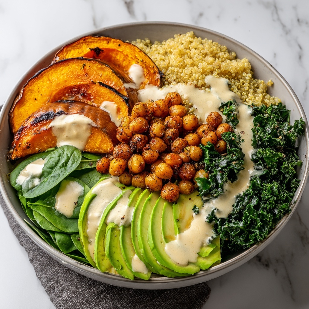 Macro Veggie Bowls with Roasted Sweet Potatoes, Chickpeas, and Tahini Dressing Recipe - Recipe Image