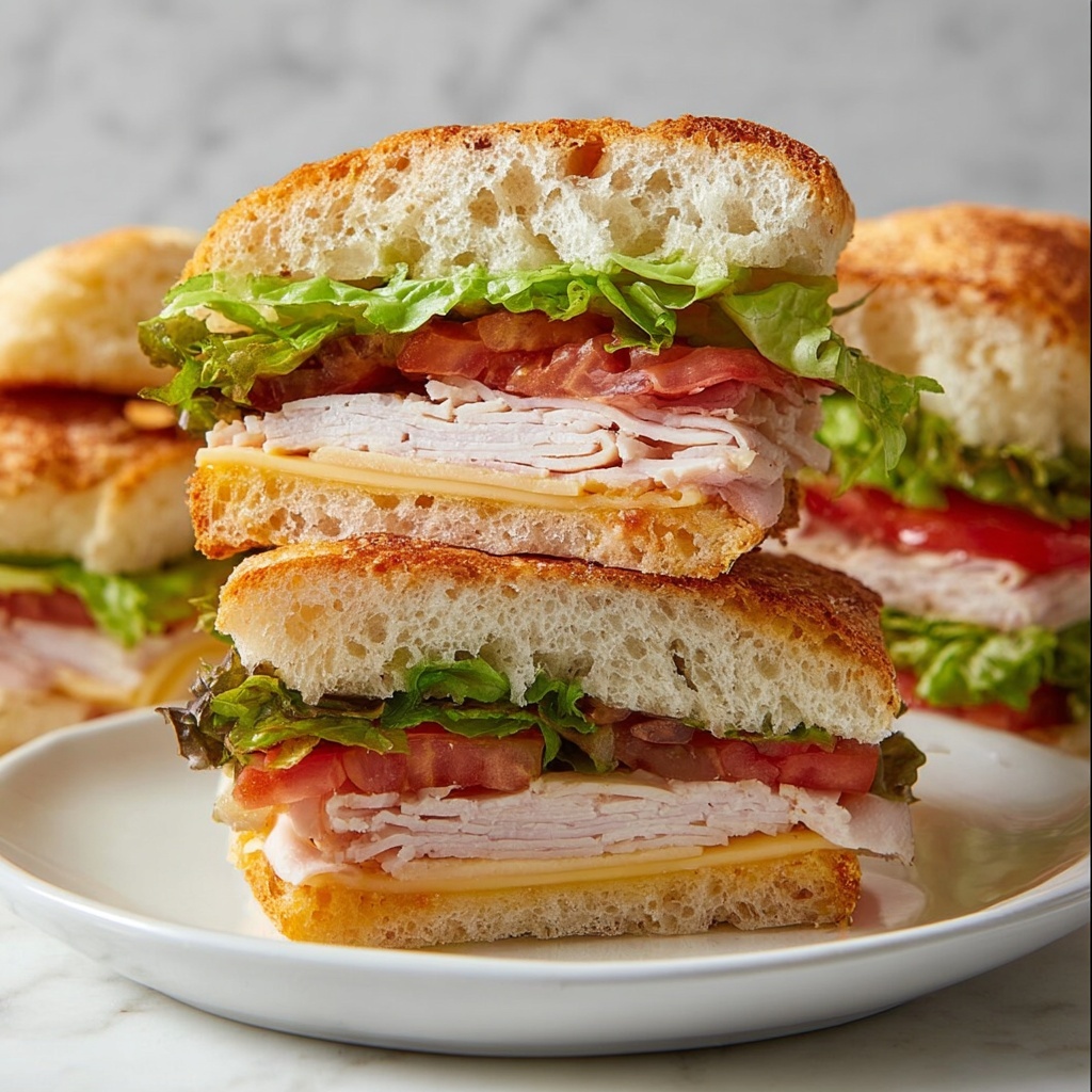 Sun-Dried Tomato Pesto Focaccia Turkey Sandwich Recipe - Recipe Image