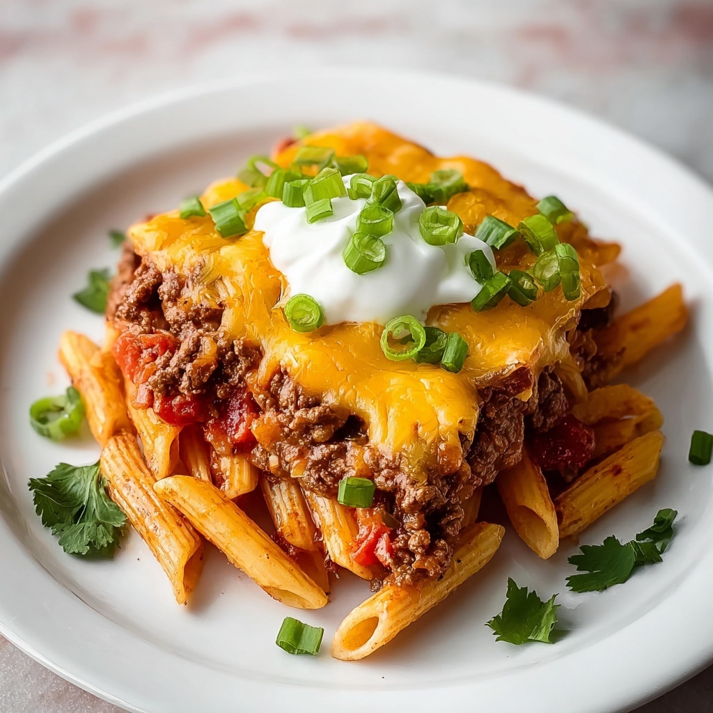 Spicy Cheesy Baked Enchilada Pasta Recipe - Recipe Image