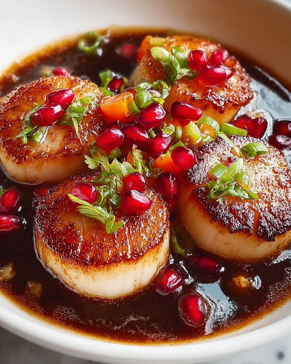 Seared Scallops with Pomegranate and Meyer Lemon Recipe - Recipe Image