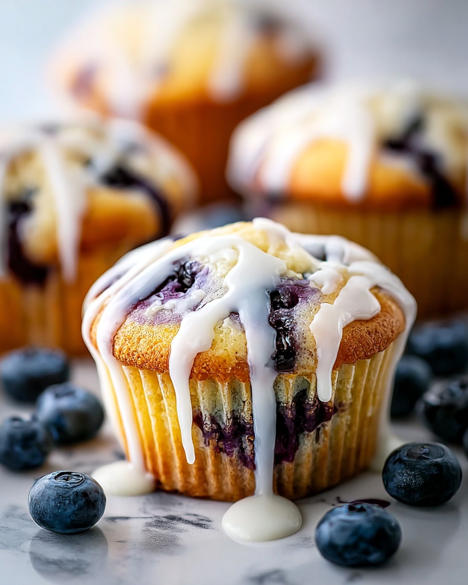 Homemade Blueberry Muffins With Fresh Lemon Glaze Recipe - Recipe Image