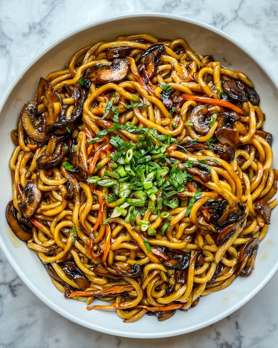Savory Mushroom Noodles with Soy Sesame Sauce Recipe - Recipe Image
